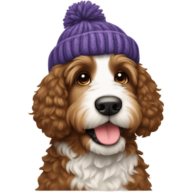 Bernedoodle in beanie  emoji