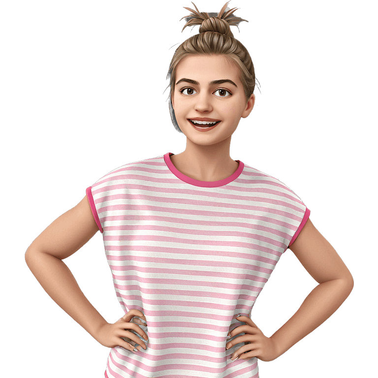 smiling girl in striped shirt emoji