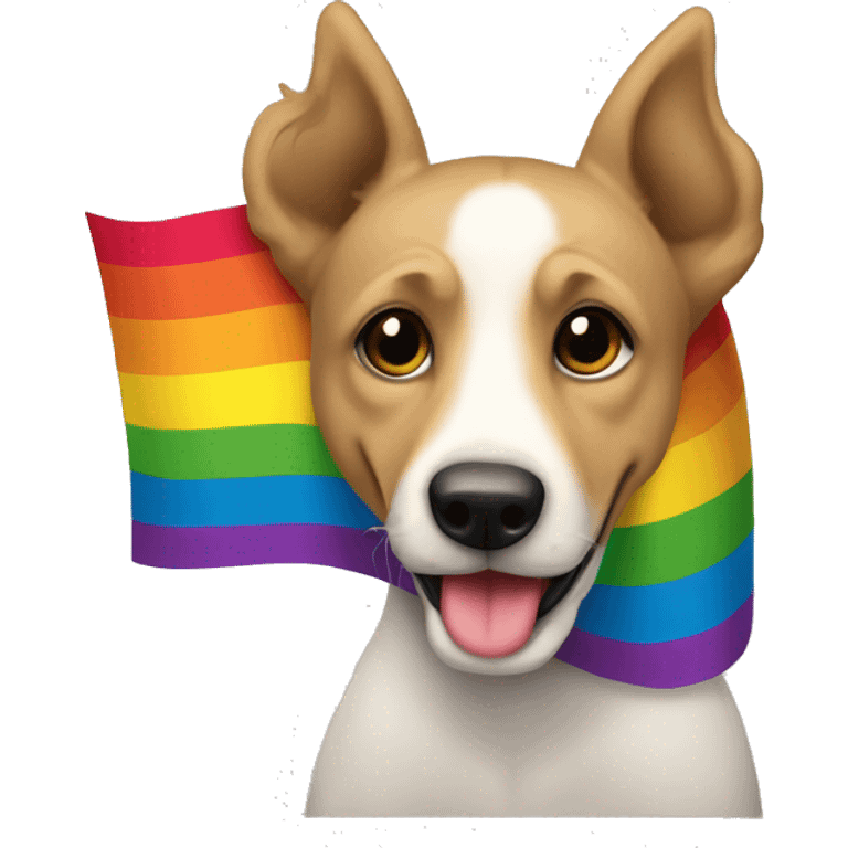 Perro con bandera LGBTi emoji