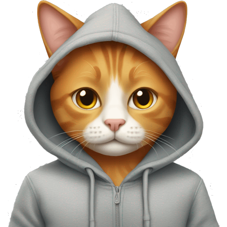 ginger cat in gray hoodie emoji