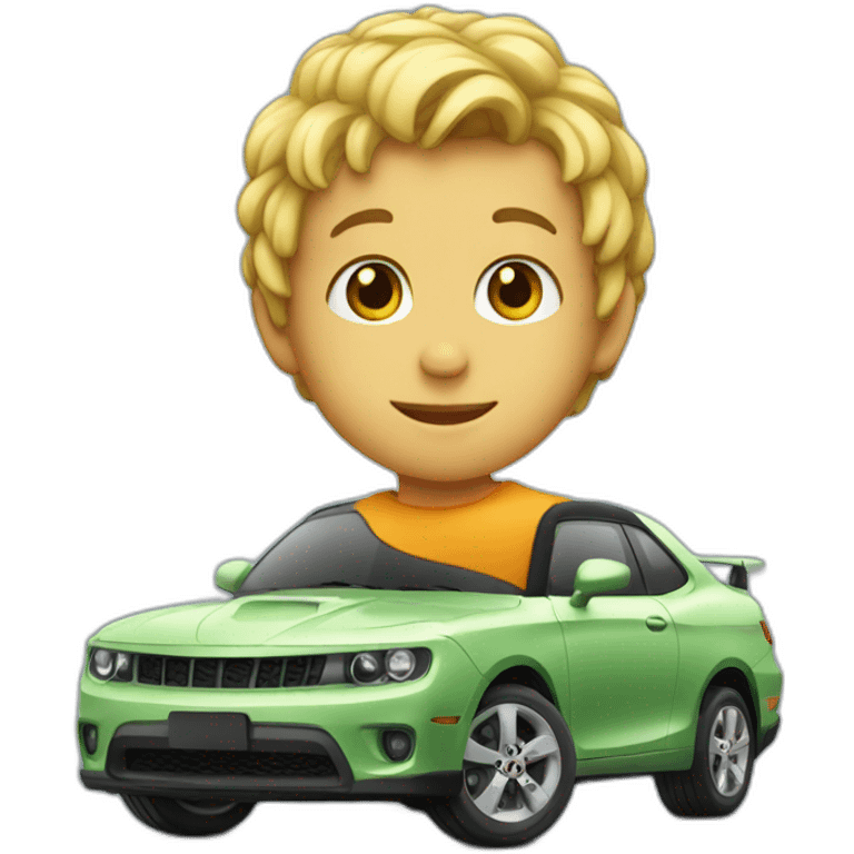 kid next to a  car emoji