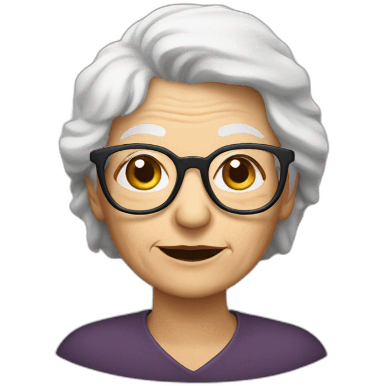 Old woman With whithe hair and glasses emoji