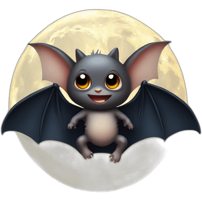 baby bat wings in front of realistic full moon emoji