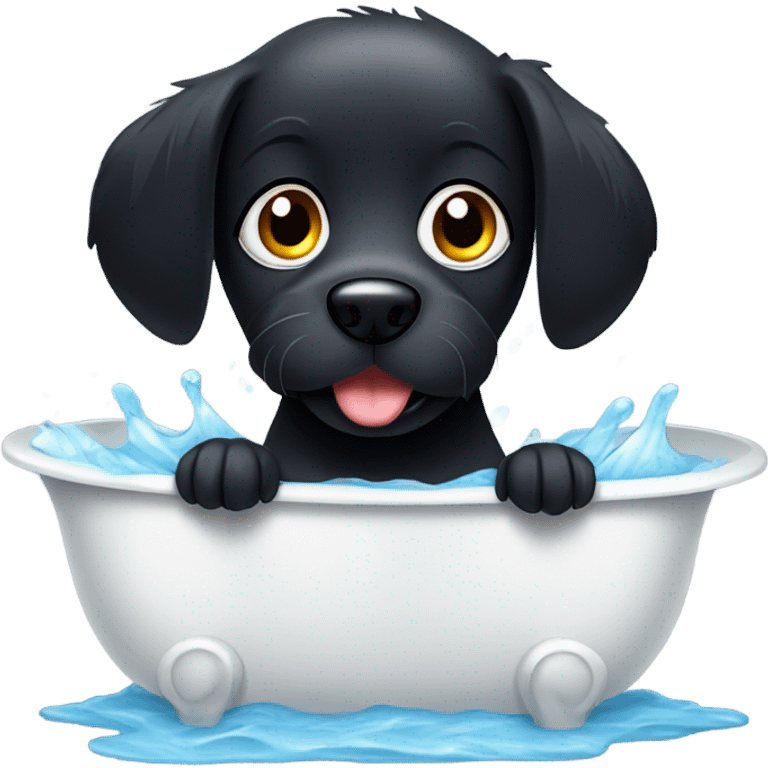 Black dog in a bathtub  emoji