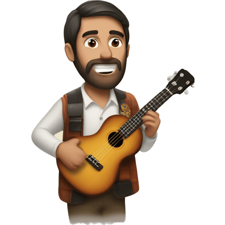 Me with a ukulele and a Beatles album emoji