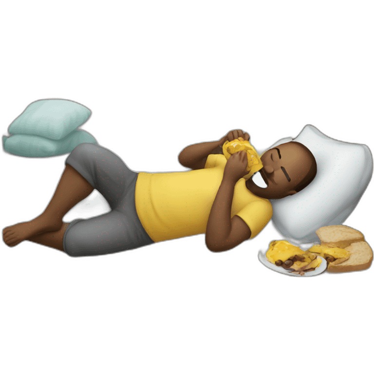 Man eating while sleeping emoji