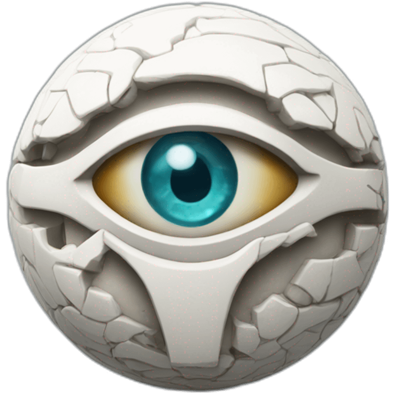 3d sphere with a cartoon Snow Golem skin texture with Eye of Horus emoji