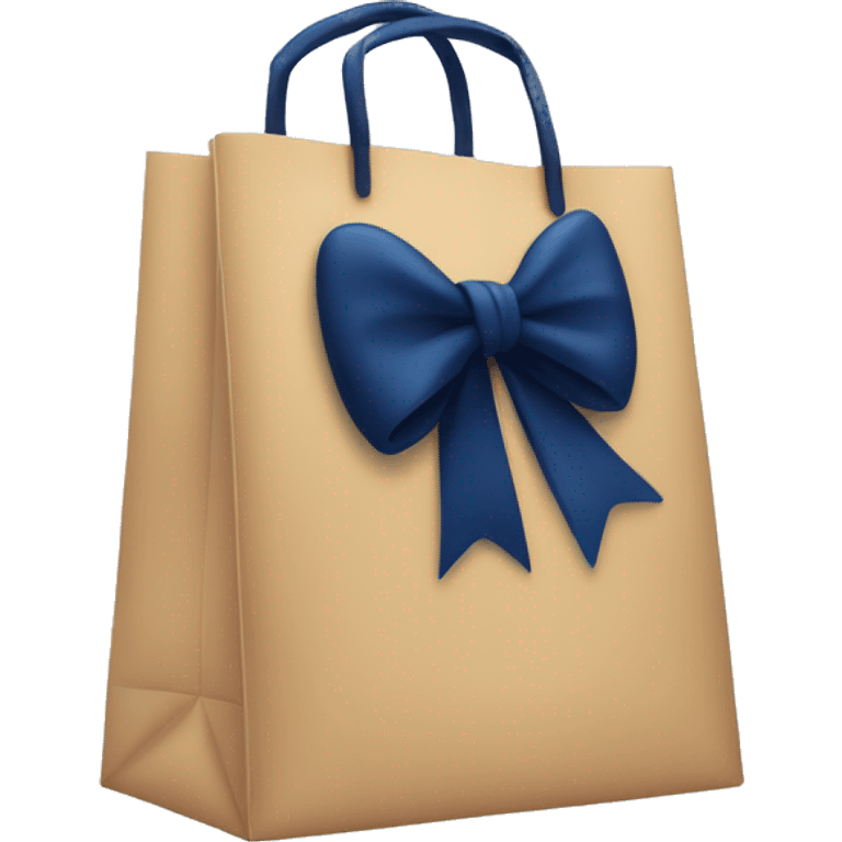 Store Shopping bag with a navy blue bow on it emoji