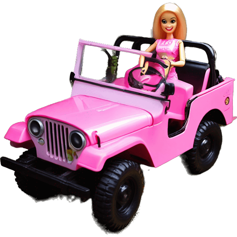 jungle tour Barbie 1973 Willy’s pearly pink cj  jeep with installed winch  emoji