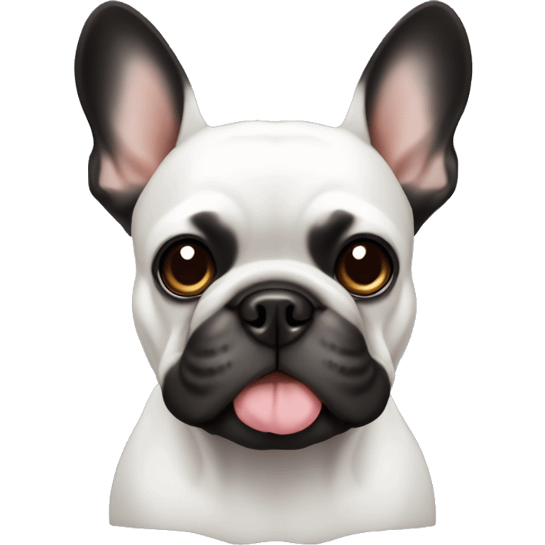 black french bulldog with white chest and brown eyes emoji