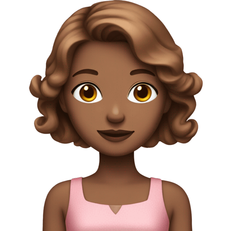 girl with pink dress and brown hair and fair skin emoji