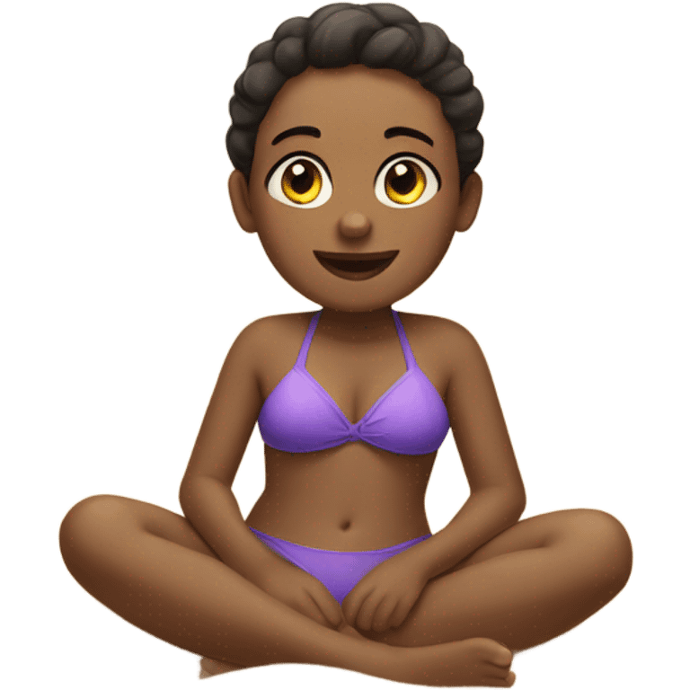 Girl sitting on sand in the swimsuit in full body emoji