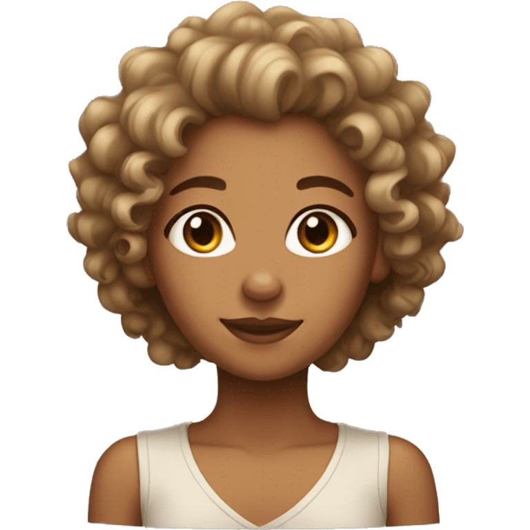 Tan girl with curly hair  emoji