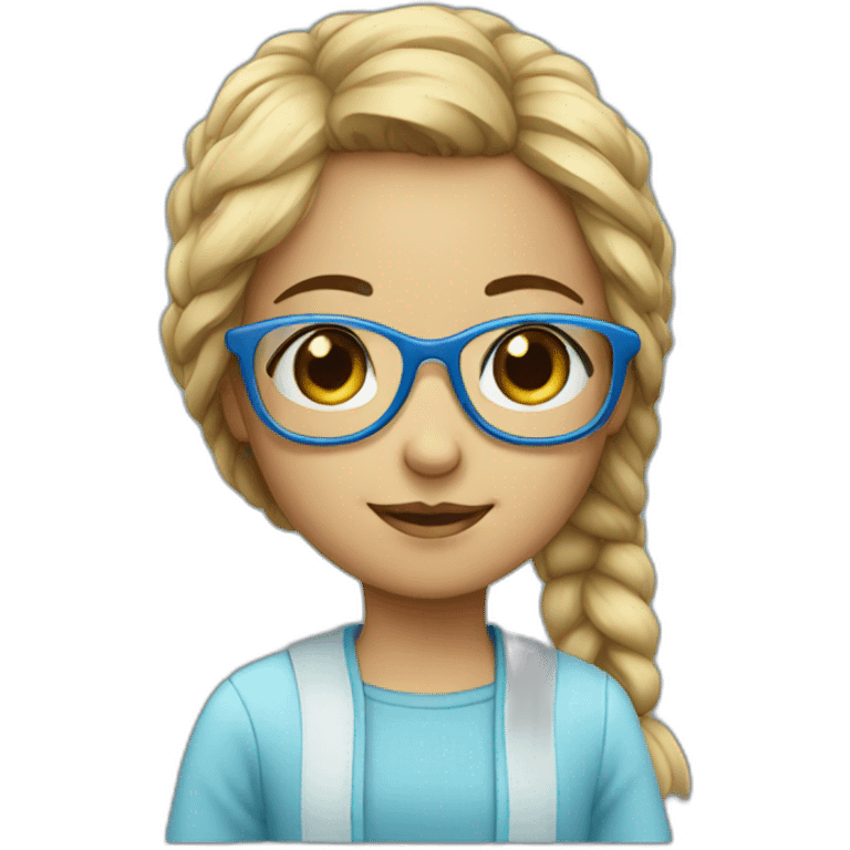 Cute girl which blue glasses  emoji