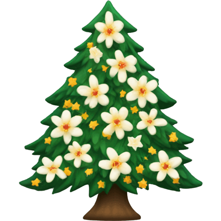 Christmas tree with flowers on it emoji