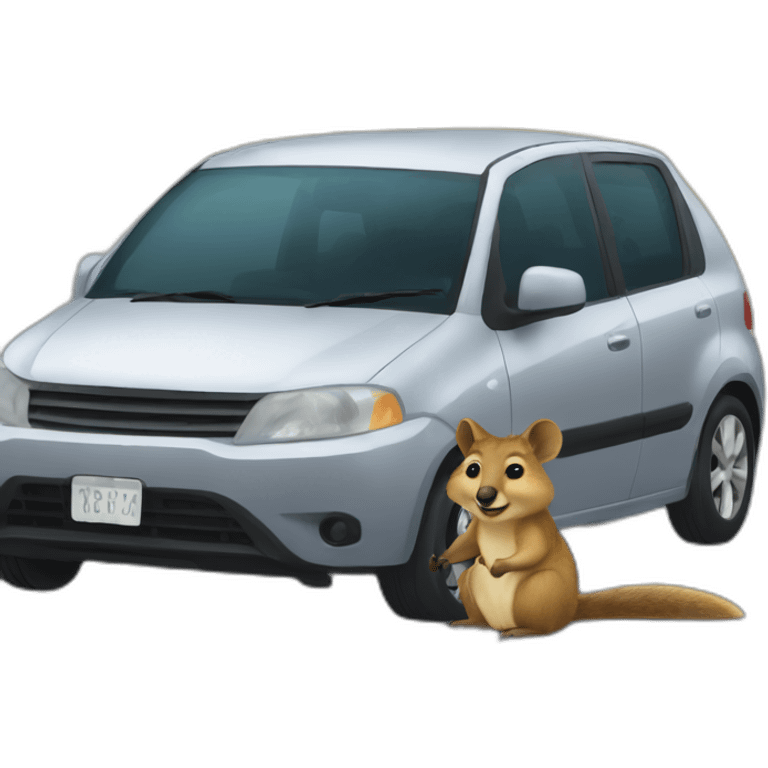 quokka wallaby is driving in car emoji