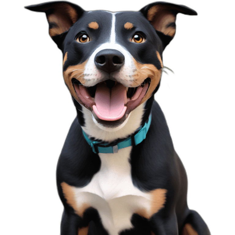 Black Australian cattle dog pitbull mix who is really excited you came home emoji