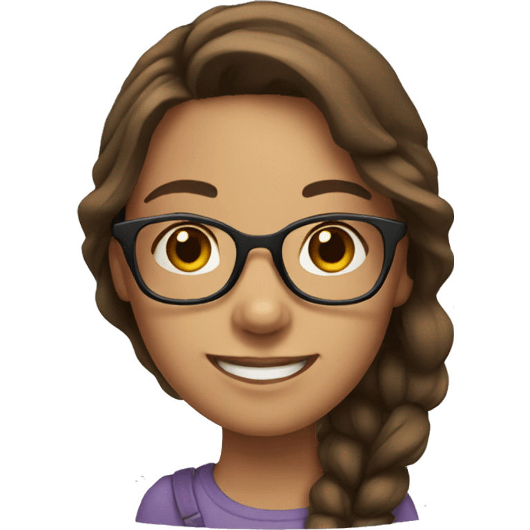 Girl with glasses and brown hair smiling emoji