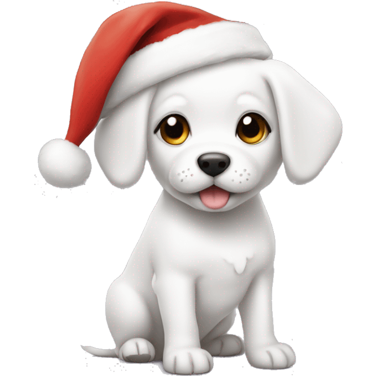 White puppy with Santa hat  emoji