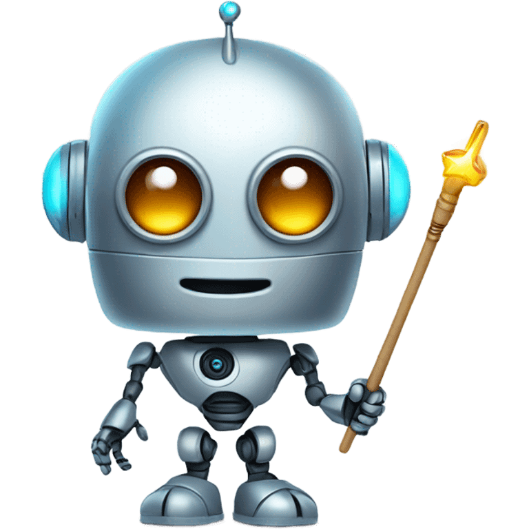 cute robot holds a magic wand emoji