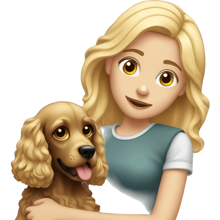 Blond girl with cocker spaniel emoji