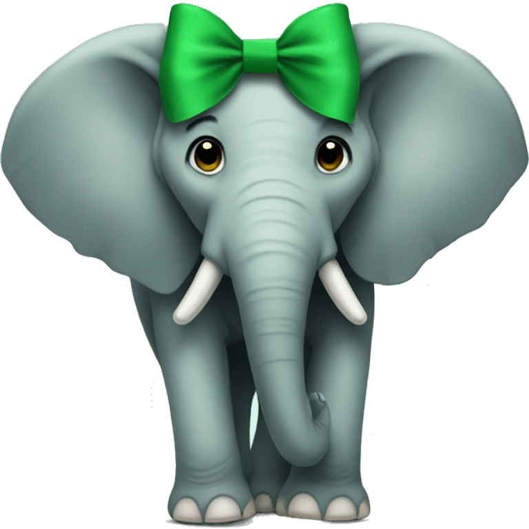 Elephant wearing a green bow emoji