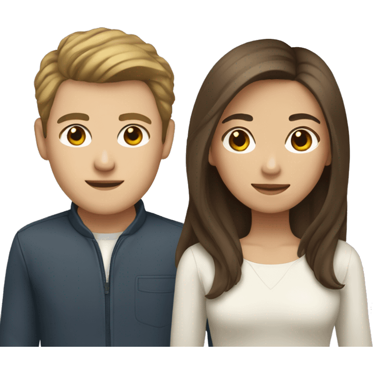 brown haired asian girl with straight hair and brown haired white guy with wavy hair emoji