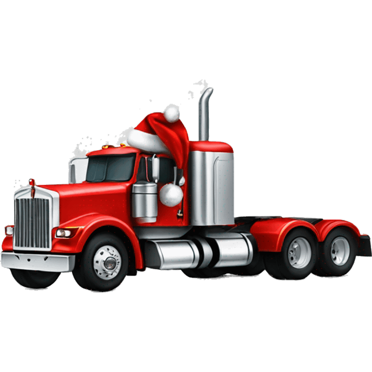 Kenworth tractor truck with christmas hat emoji