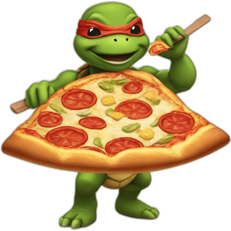 Ninja turtle eating pizza emoji