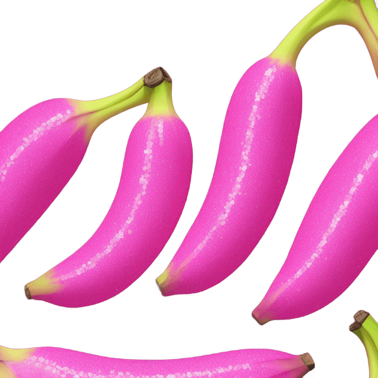 Realistic 3 large Hot pink bananas with glitter no yellow emoji