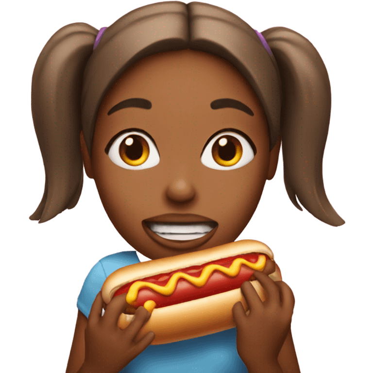 Girl eating a hotdog emoji