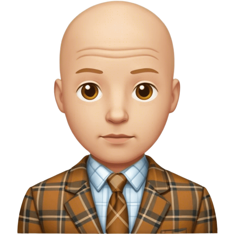 bald man wear a plaid suit emoji