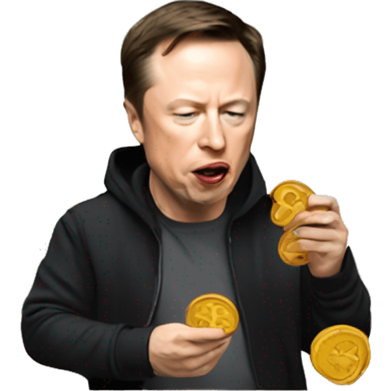 Musk eating bitcoin emoji