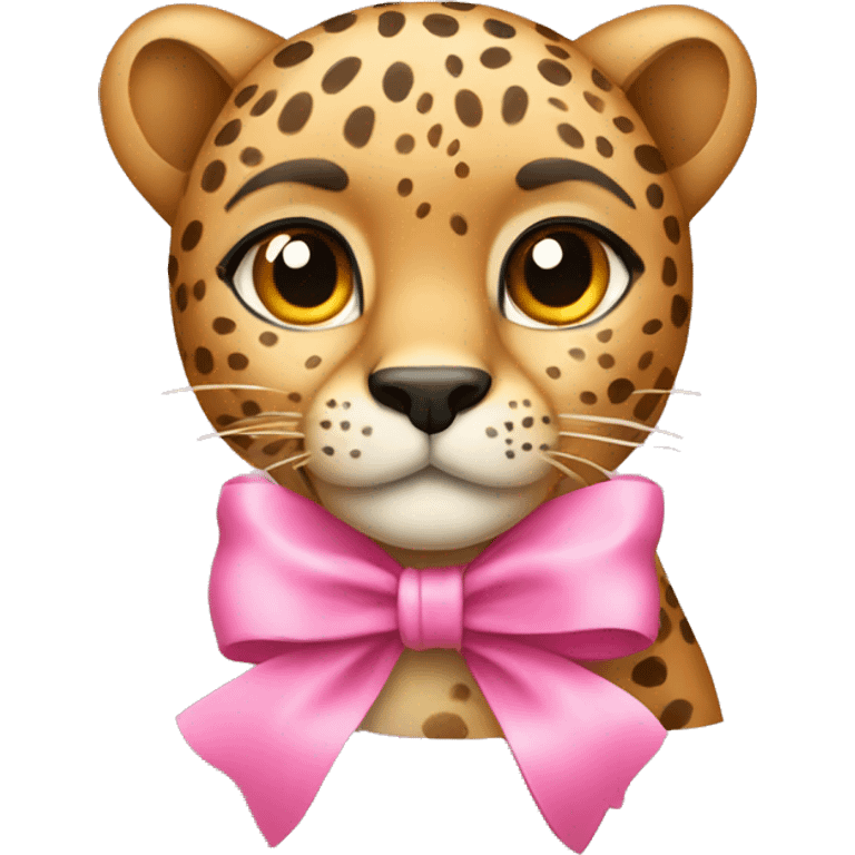 cheetah with a pink bow emoji