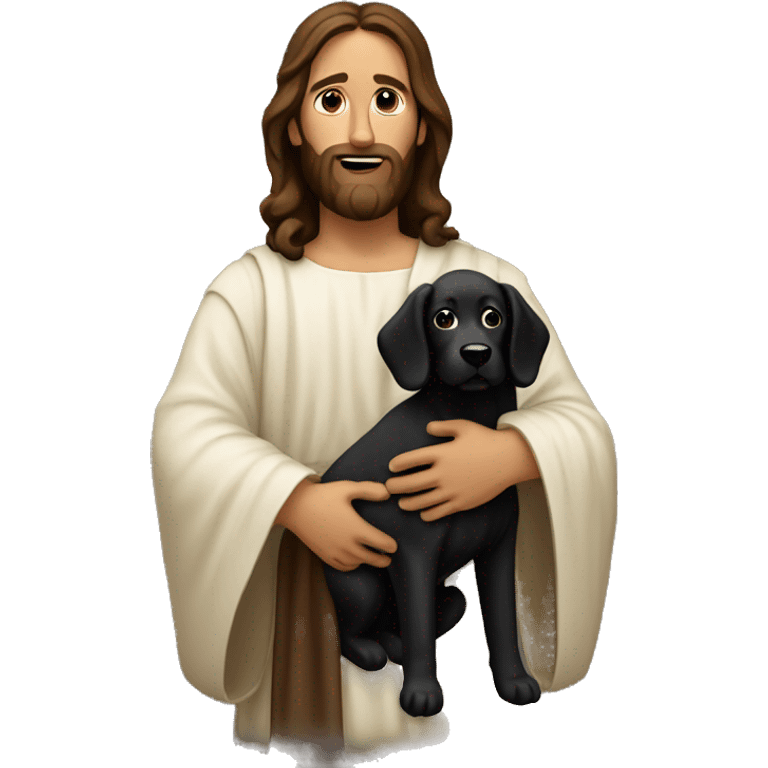 Jesus holding a black dog emoji