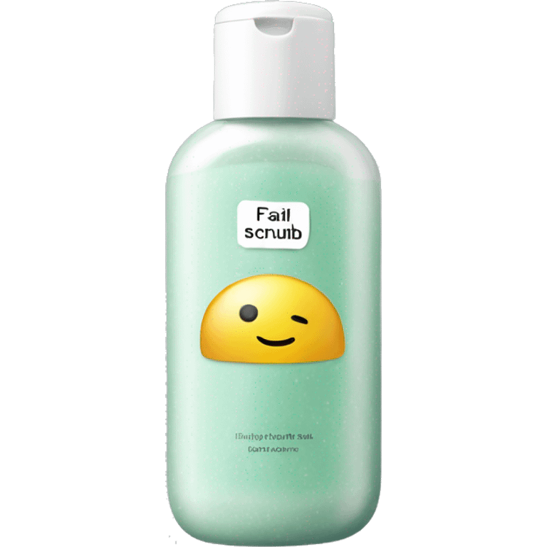 facial scrub bottle with label emoji