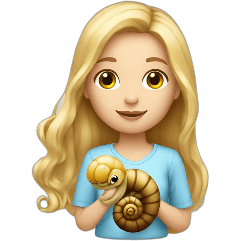 Girl blonde long hair holding snail emoji