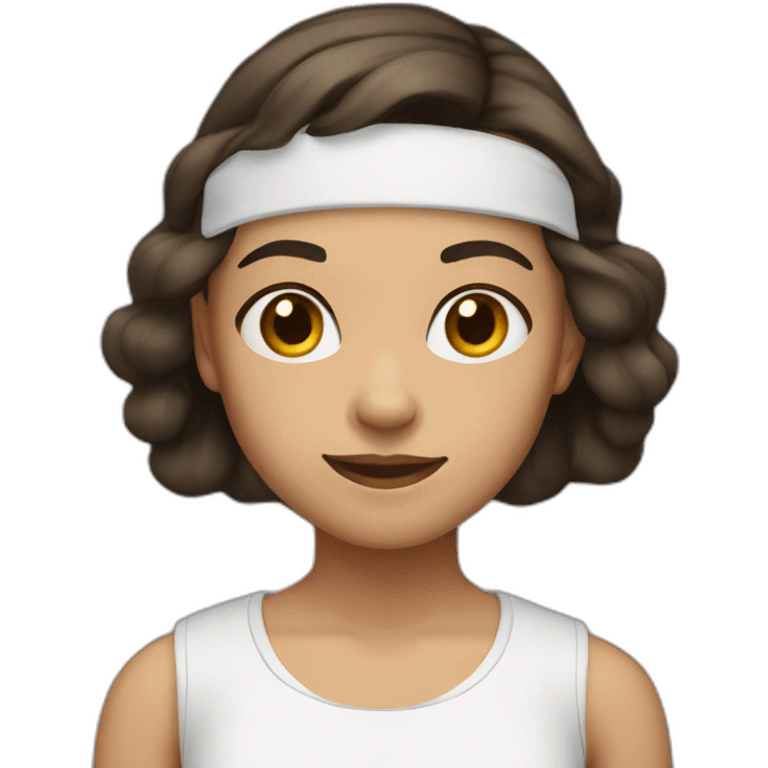 12 year old girl, with dark brown hair, with a white headband long hair emoji