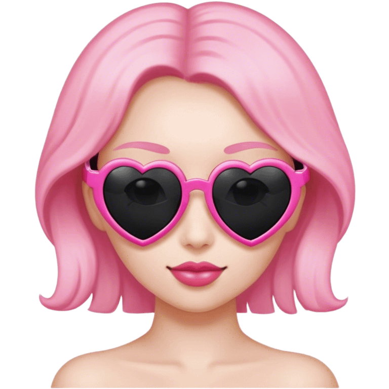 Pink heart shaped sunglasses with black lens ￼ emoji