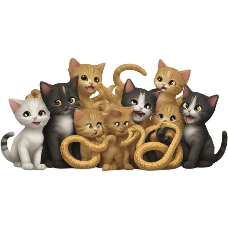 10 kittens eating snakes emoji