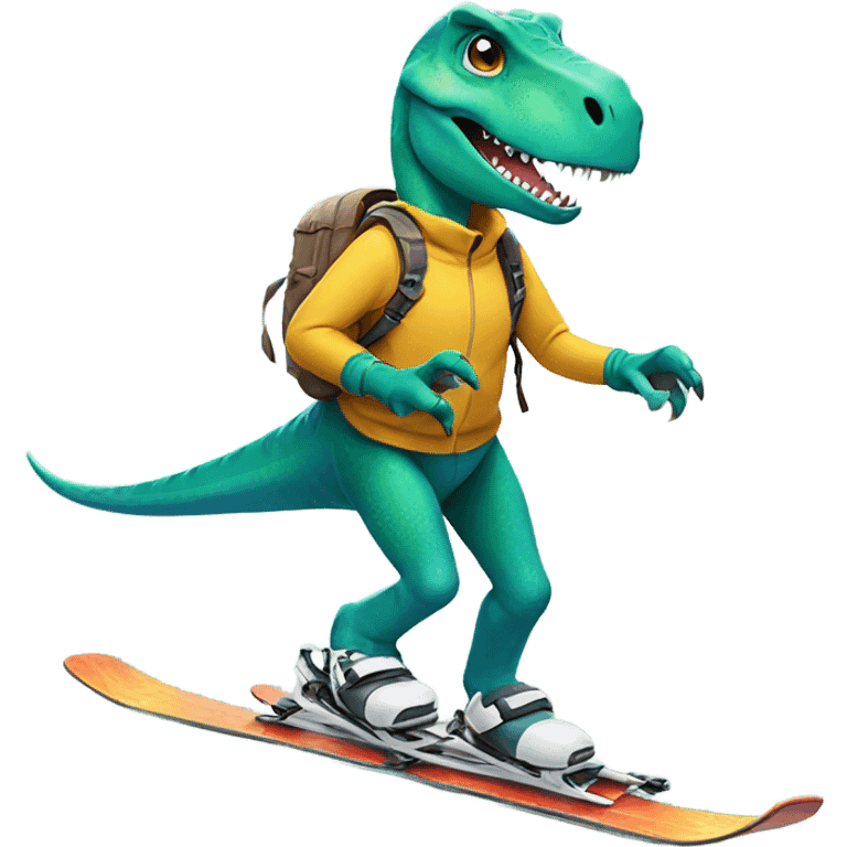 Dinosaur on skis emoji