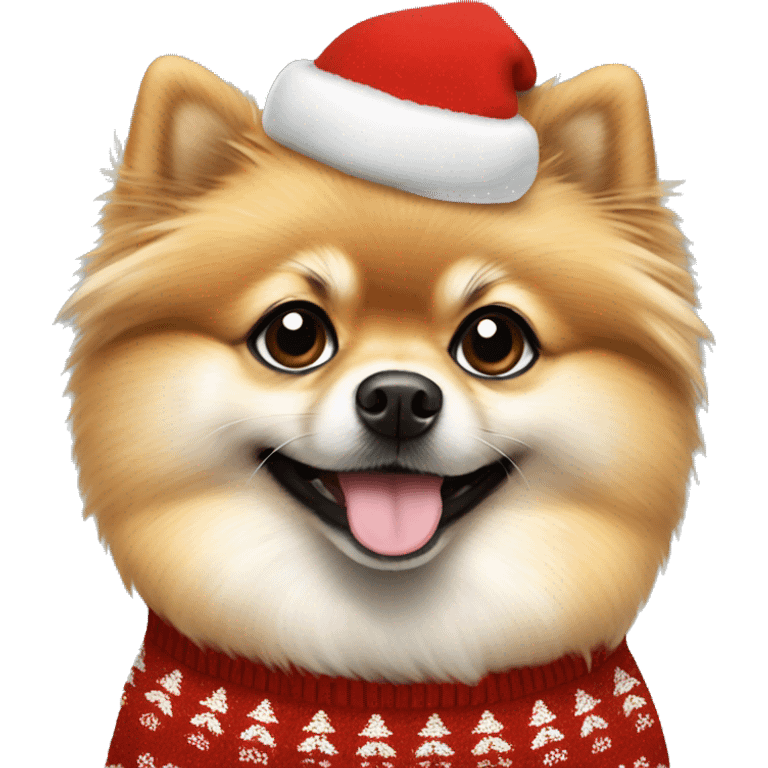 Pomeranian dog wearing christmas Sweater  emoji