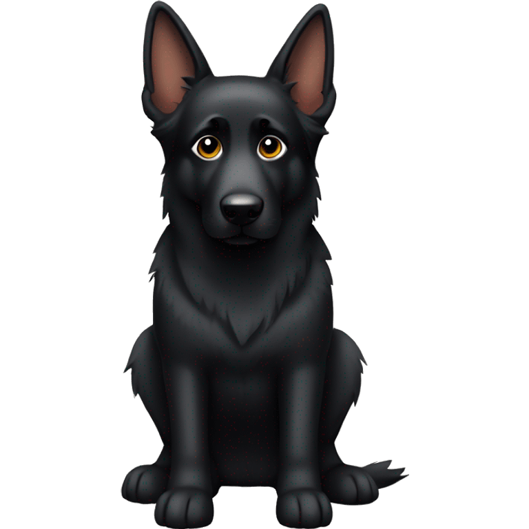 Black German Shepard with one pointy ear and one bent ear emoji