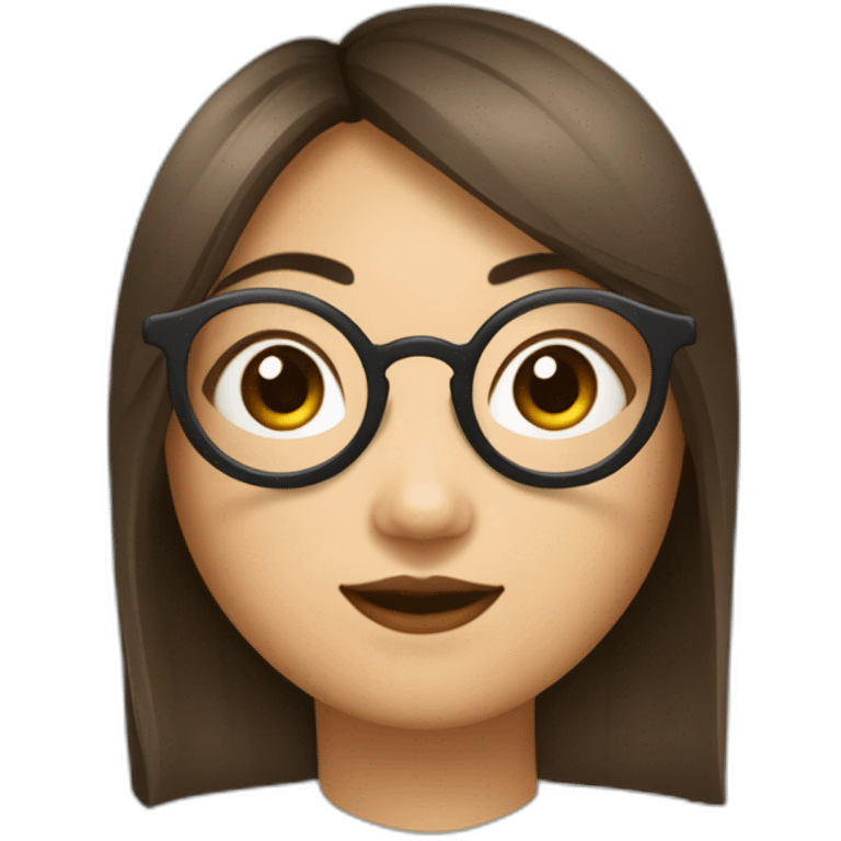 Fille asiatique avec cheveux bruns au carré et avec des lunettes rondes emoji