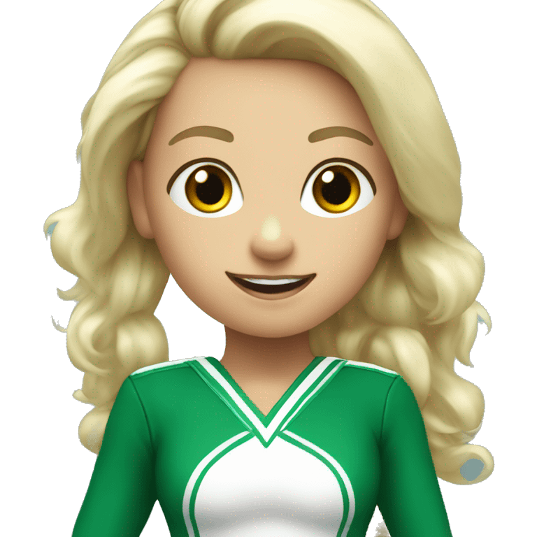 white Cheerleader in green uniform  emoji