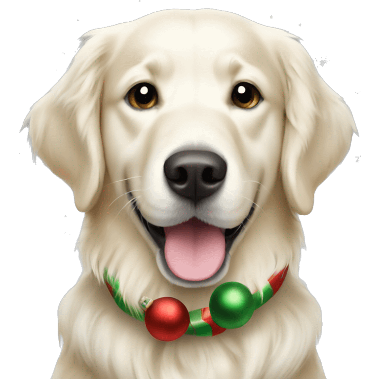 White golden retriever christmas emoji