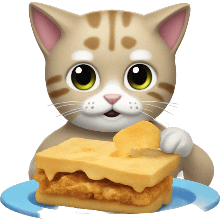 Gato comiendo alitas emoji