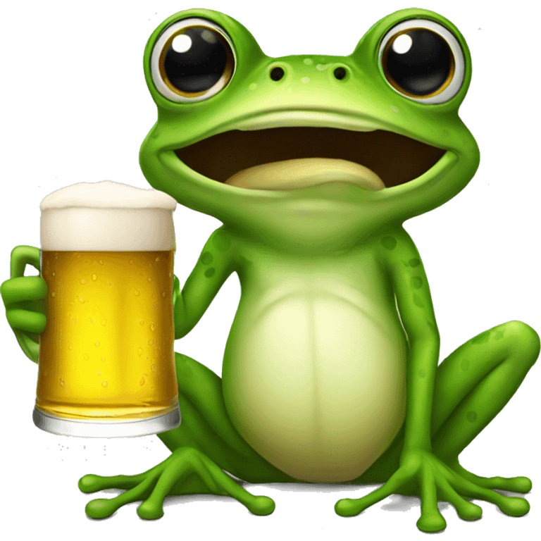 Frog with a beer emoji