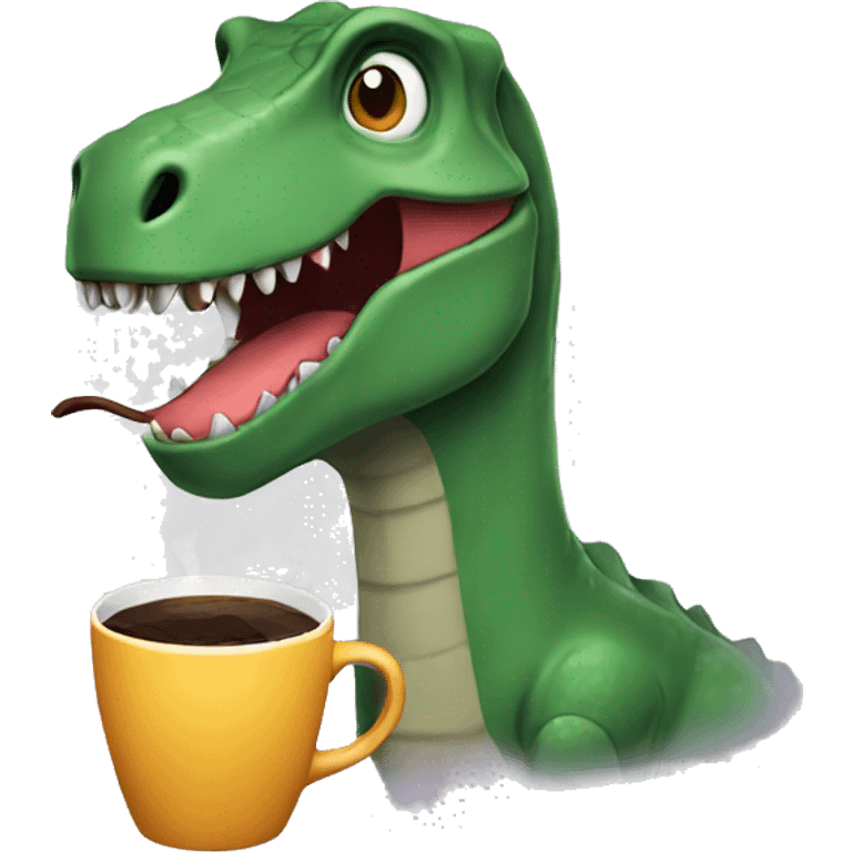 Dinosaur drinking coffee  emoji