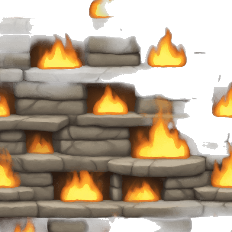 Stone fireplace with a burning fire emoji